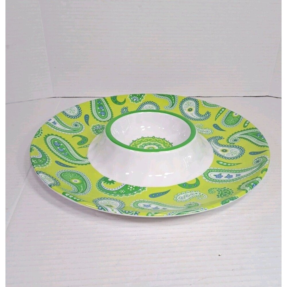 Melamine Boho 14" Chip & Dip Tray Paisley Debra Valencia Certified International
